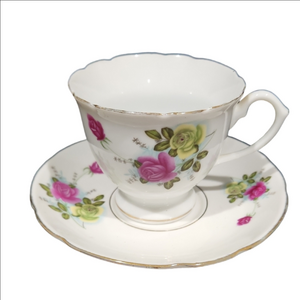 Floral Teacup and Saucer